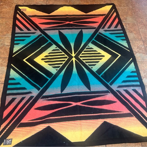 milo creations Other - Native Designed Colorful Geometric New Zealand Wool Blanket  Reflections Pueblo
